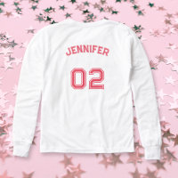 Player Name Jersey Number Girls White Long Sleeve