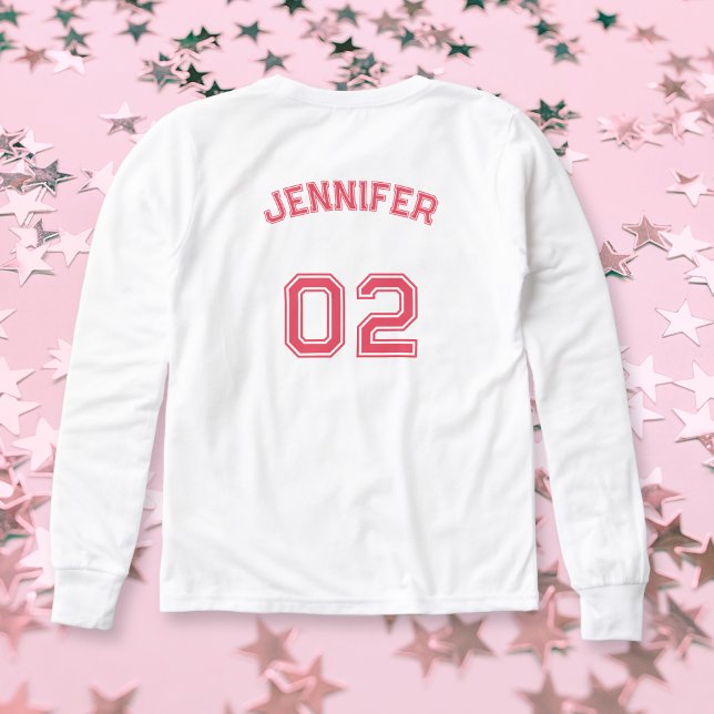 Player Name Jersey Number Girls White Long Sleeve (Player Name Jersey Number Girls White Long Sleeve Tri-Blend Shirts)