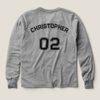Player Name Jersey Number Grey Boys Long Sleeve