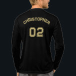 Player Name Jersey Number Mens Black Long Sleeve Tri-Blend Shirt<br><div class="desc">Create your own custom, personalised, cool stylish faux gold typography / font / script, monogrammed player name jersey number black colour, classic crew neck, comfortable, pre-shrunk tri-blend, superior combed and ring-spun jersey cotton, unisex mens long sleeve shirt t-shirt. Simply type in your name / player name and player jersey number,...</div>