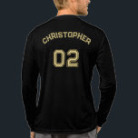 Player Name Jersey Number Mens Black Long Sleeve Tri-Blend Shirt<br><div class="desc">Create your own custom, personalised, cool stylish faux gold typography / font / script, monogrammed player name jersey number black colour, classic crew neck, comfortable, pre-shrunk tri-blend, superior combed and ring-spun jersey cotton, unisex mens long sleeve shirt t-shirt. Simply type in your name / player name and player jersey number,...</div>