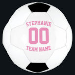Player name number and team name soccer ball<br><div class="desc">Player name number and team name Soccer Ball. This isn't just any soccer ball; this is a ball that reflects your kids individuality and style on the field. Featuring a sleek design with your name and number proudly displayed, this ball is sure to turn heads and make a statement on...</div>