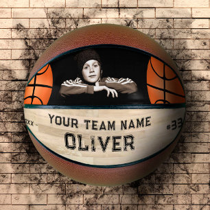 Player Name Number Wood Keepsake Photo Basketball