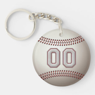 Player Number 00 - Cool Baseball Stitches Key Ring