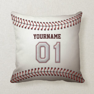 Player Number 01 - Cool Baseball Stitches Cushion