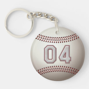 Player Number 04 - Cool Baseball Stitches Key Ring
