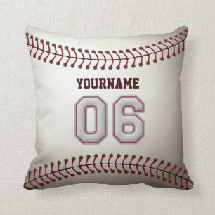 Player Number 06 - Cool Baseball Stitches Cushion