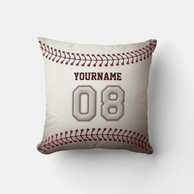 Player Number 08 - Cool Baseball Stitches Cushion (Front)