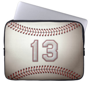 Player Number 13 - Cool Baseball Stitches Laptop Sleeve