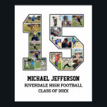 Player Number 15 Senior Sports Team Photo Collage Poster<br><div class="desc">Personalised photo collage for player number 15. This customisable photo gift is perfect for senior night, sports award banquet or birthday gift for your athlete son, daughter or student. It's a great way to display precious moments and memories from their sports games. The poster features a collage of photos, and...</div>