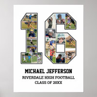 Player Number 16 Senior Sports Team Photo Collage