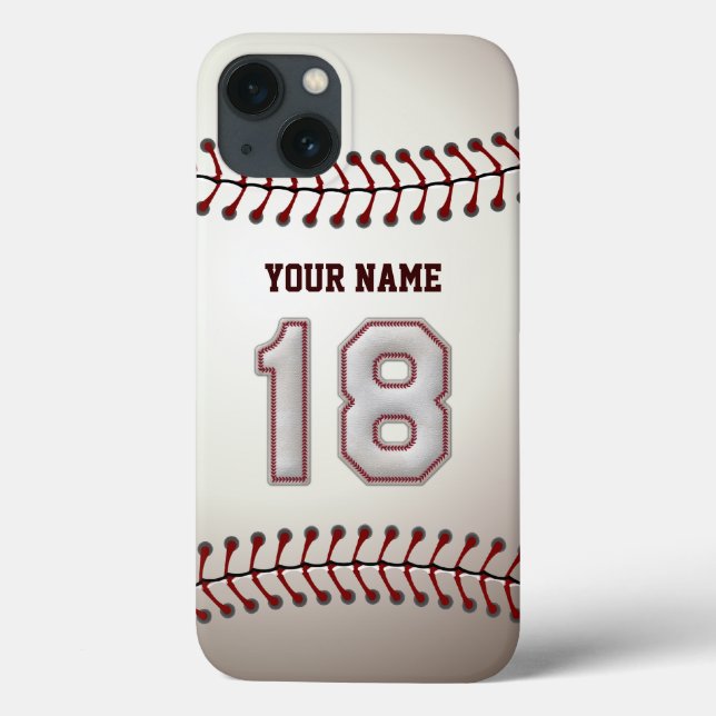 Player Number 18 - Cool Baseball Stitches Look Case-Mate iPhone Case (Back)
