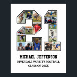 Player Number 21 Senior Sports Team Photo Collage Poster<br><div class="desc">Personalised photo collage for player number 21. This customisable photo gift is perfect for senior night, sports award banquet or birthday gift for your athlete son, daughter or student. It's a great way to display precious moments and memories from their sports games. The poster features a collage of photos, and...</div>