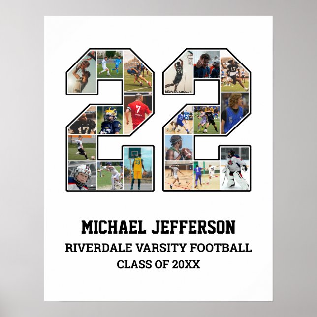 Player Number 22 Senior Sports Team Photo Collage Poster (Front)