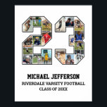 Player Number 23 Senior Sports Team Photo Collage Poster<br><div class="desc">Personalised photo collage for player number 23. This customisable photo gift is perfect for senior night, sports award banquet or birthday gift for your athlete son, daughter or student. It's a great way to display precious moments and memories from their sports games. The poster features a collage of photos, and...</div>