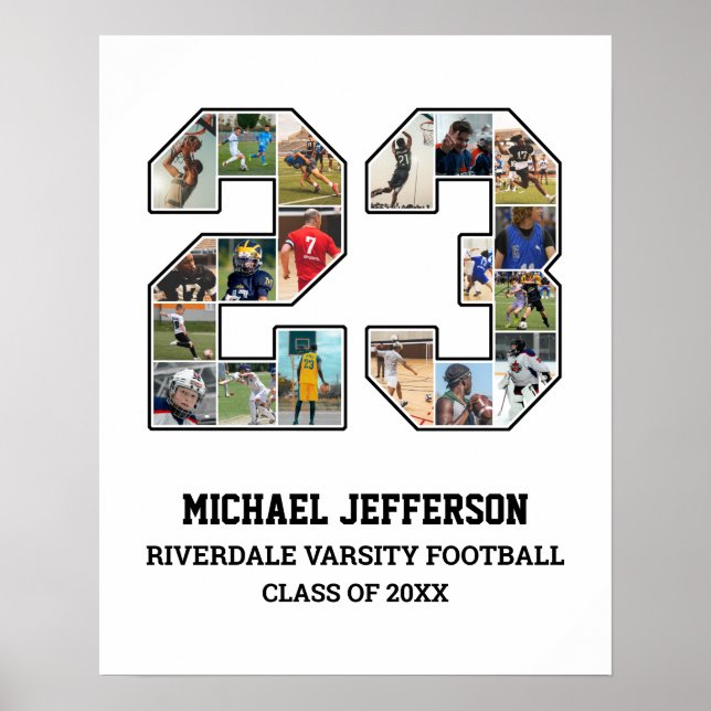 Player Number 23 Senior Sports Team Photo Collage Poster (Front)
