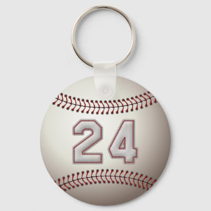 Player Number 24 - Cool Baseball Stitches Key Ring