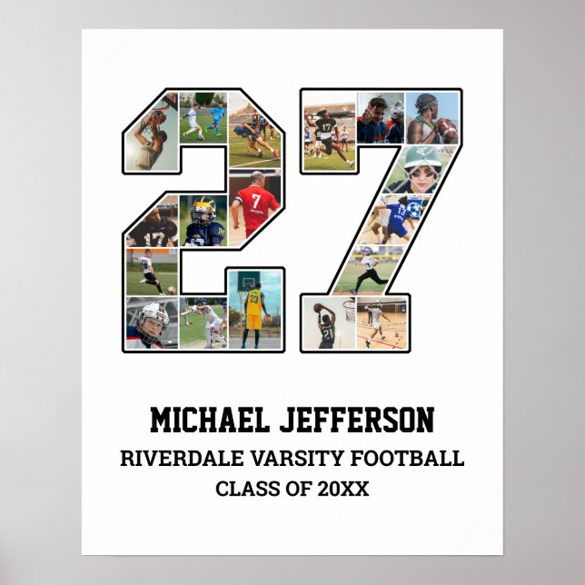 Player Number 27 Senior Sports Team Photo Collage Poster (Front)