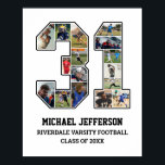 Player Number 31 Senior Sports Team Photo Collage Poster<br><div class="desc">Personalised photo collage for player number 31. This customisable photo gift is perfect for senior night, sports award banquet or birthday gift for your athlete son, daughter or student. It's a great way to display precious moments and memories from their sports games. The poster features a collage of photos, and...</div>