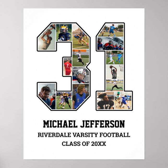 Player Number 31 Senior Sports Team Photo Collage Poster (Front)