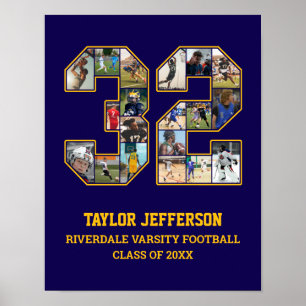 Player Number 32 Senior Sports Team Photo Collage Poster