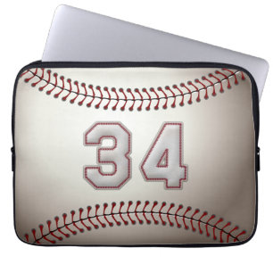 Player Number 34 - Cool Baseball Stitches Laptop Sleeve