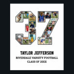 Player Number 37 Senior Sports Team Photo Collage Poster<br><div class="desc">Personalised photo collage for player number 37. This customisable photo gift is perfect for senior night, sports award banquet or birthday gift for your athlete son, daughter or student. It's a great way to display precious moments and memories from their sports games. The poster features a collage of photos, and...</div>