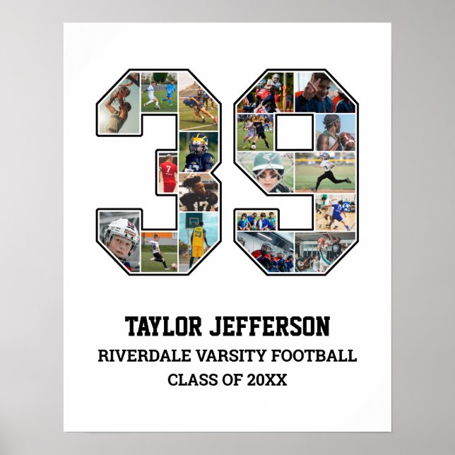 Player Number 39 Senior Sports Team Photo Collage Poster (Front)