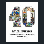 Player Number 40 Senior Sports Team Photo Collage Poster<br><div class="desc">Personalised photo collage for player number 40. This customisable photo gift is perfect for senior night, sports award banquet or birthday gift for your athlete son, daughter or student. It's a great way to display precious moments and memories from their sports games. The poster features a collage of photos, and...</div>
