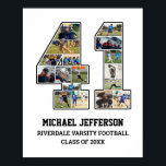 Player Number 41 Senior Sports Team Photo Collage Poster<br><div class="desc">Personalised photo collage for player number 41. This customisable photo gift is perfect for senior night, sports award banquet or birthday gift for your athlete son, daughter or student. It's a great way to display precious moments and memories from their sports games. The poster features a collage of photos, and...</div>