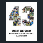 Player Number 43 Senior Sports Team Photo Collage Poster<br><div class="desc">Personalised photo collage for player number 43. This customisable photo gift is perfect for senior night, sports award banquet or birthday gift for your athlete son, daughter or student. It's a great way to display precious moments and memories from their sports games. The poster features a collage of photos, and...</div>