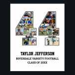 Player Number 44 Senior Sports Team Photo Collage Poster<br><div class="desc">Personalised photo collage for player number 44. This customisable photo gift is perfect for senior night, sports award banquet or birthday gift for your athlete son, daughter or student. It's a great way to display precious moments and memories from their sports games. The poster features a collage of photos, and...</div>