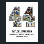 Player Number 44 Senior Sports Team Photo Collage Poster<br><div class="desc">Personalised photo collage for player number 44. This customisable photo gift is perfect for senior night, sports award banquet or birthday gift for your athlete son, daughter or student. It's a great way to display precious moments and memories from their sports games. The poster features a collage of photos, and...</div>