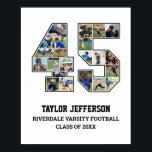 Player Number 45 Senior Sports Team Photo Collage Poster<br><div class="desc">Personalised photo collage for player number 45. This customisable photo gift is perfect for senior night, sports award banquet or birthday gift for your athlete son, daughter or student. It's a great way to display precious moments and memories from their sports games. The poster features a collage of photos, and...</div>