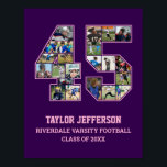 Player Number 45 Senior Sports Team Photo Collage Poster<br><div class="desc">Personalised photo collage for player number 45. This customisable photo gift is perfect for senior night, sports award banquet or birthday gift for your athlete son, daughter or student. It's a great way to display precious moments and memories from their sports games. The poster features a collage of photos, and...</div>