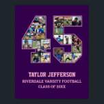 Player Number 45 Senior Sports Team Photo Collage Poster<br><div class="desc">Personalised photo collage for player number 45. This customisable photo gift is perfect for senior night, sports award banquet or birthday gift for your athlete son, daughter or student. It's a great way to display precious moments and memories from their sports games. The poster features a collage of photos, and...</div>