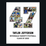 Player Number 47 Senior Sports Team Photo Collage Poster<br><div class="desc">Personalised photo collage for player number 47. This customisable photo gift is perfect for senior night, sports award banquet or birthday gift for your athlete son, daughter or student. It's a great way to display precious moments and memories from their sports games. The poster features a collage of photos, and...</div>