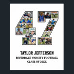 Player Number 47 Senior Sports Team Photo Collage Poster<br><div class="desc">Personalised photo collage for player number 47. This customisable photo gift is perfect for senior night, sports award banquet or birthday gift for your athlete son, daughter or student. It's a great way to display precious moments and memories from their sports games. The poster features a collage of photos, and...</div>