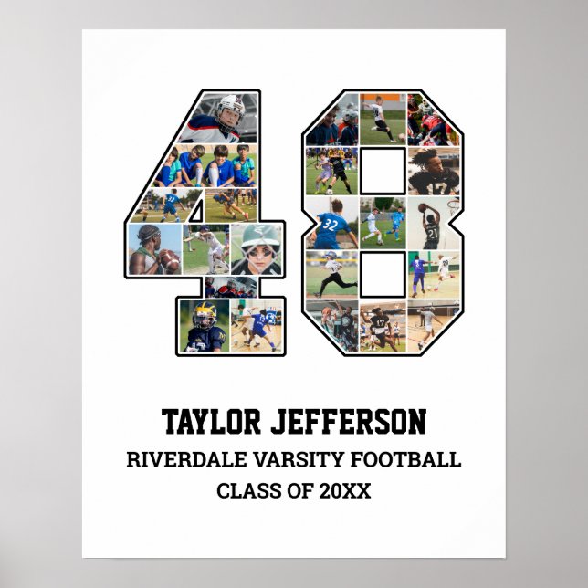 Player Number 48 Senior Sports Team Photo Collage Poster (Front)