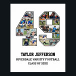 Player Number 49 Senior Sports Team Photo Collage Poster<br><div class="desc">Personalised photo collage for player number 49. This customisable photo gift is perfect for senior night, sports award banquet or birthday gift for your athlete son, daughter or student. It's a great way to display precious moments and memories from their sports games. The poster features a collage of photos, and...</div>