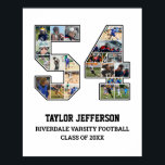 Player Number 54 Senior Sports Team Photo Collage Poster<br><div class="desc">Personalised photo collage for player number 54. This customisable photo gift is perfect for senior night, sports award banquet or birthday gift for your athlete son, daughter or student. It's a great way to display precious moments and memories from their sports games. The poster features a collage of photos, and...</div>