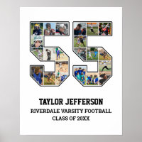 Player Number 55 Senior Sports Team Photo Collage