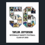 Player Number 56 Senior Sports Team Photo Collage Poster<br><div class="desc">Personalised photo collage for player number 56. This customisable photo gift is perfect for senior night, sports award banquet or birthday gift for your athlete son, daughter or student. It's a great way to display precious moments and memories from their sports games. The poster features a collage of photos, and...</div>