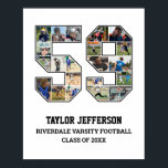 Player Number 59 Senior Sports Team Photo Collage Poster<br><div class="desc">Personalised photo collage for player number 59. This customisable photo gift is perfect for senior night, sports award banquet or birthday gift for your athlete son, daughter or student. It's a great way to display precious moments and memories from their sports games. The poster features a collage of photos, and...</div>