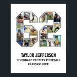 Player Number 62 Senior Sports Team Photo Collage Poster<br><div class="desc">Personalised photo collage for player number 62. This customisable photo gift is perfect for senior night, sports award banquet or birthday gift for your athlete son, daughter or student. It's a great way to display precious moments and memories from their sports games. The poster features a collage of photos, and...</div>