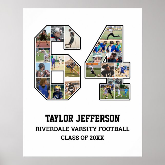 Player Number 64 Senior Sports Team Photo Collage Poster (Front)
