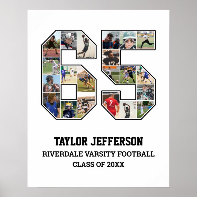 Player Number 65 Senior Sports Team Photo Collage Poster (Front)