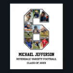 Player Number 6 Senior Sports Team Photo Collage Poster<br><div class="desc">Personalised photo collage for player number 6. This customisable photo gift is perfect for senior night, sports award banquet or birthday gift for your athlete son, daughter or student. It's a great way to display precious moments and memories from their sports games. The poster features a collage of photos, and...</div>