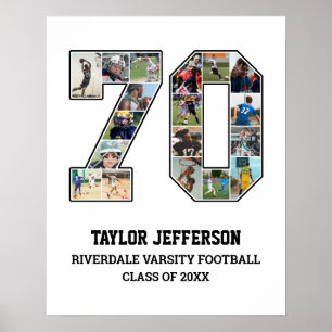 Player Number 70 Senior Sports Team Photo Collage Poster