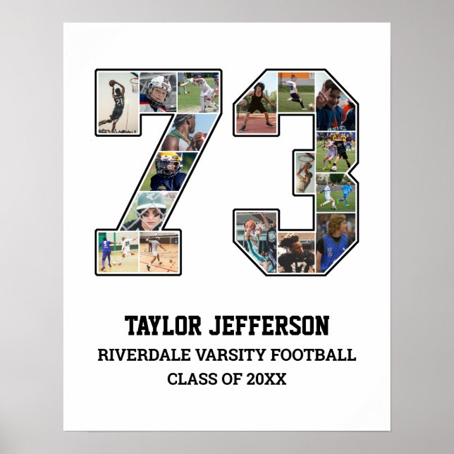 Player Number 73 Senior Sports Team Photo Collage Poster (Front)